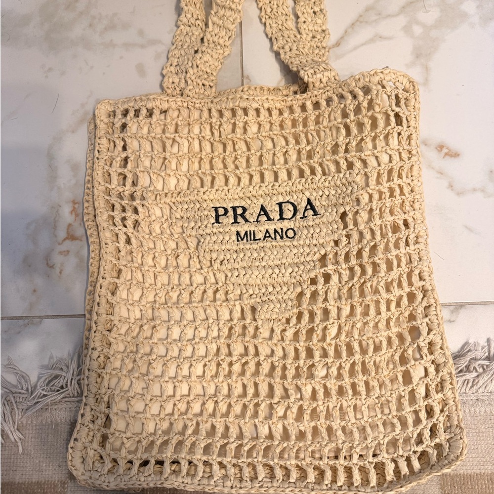 Prada Cream Crochet Tote